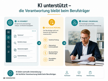 KI unterstützt - die Verantwortung bleibt beim Berufsträger